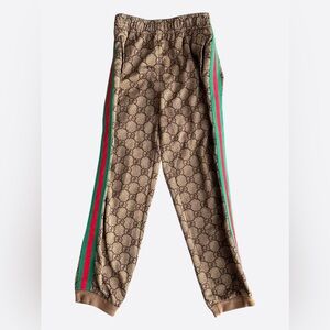 Gucci NWT Brown GG Monogram Track Pants Green-Red Side Stripes